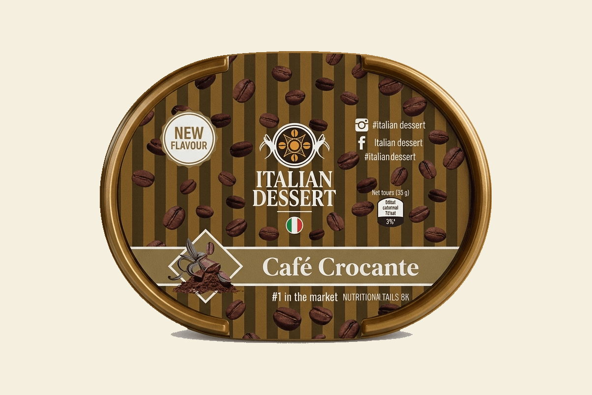 Sorvete em pote de 1 litro Italian Dessert para revenda em mercados e padarias